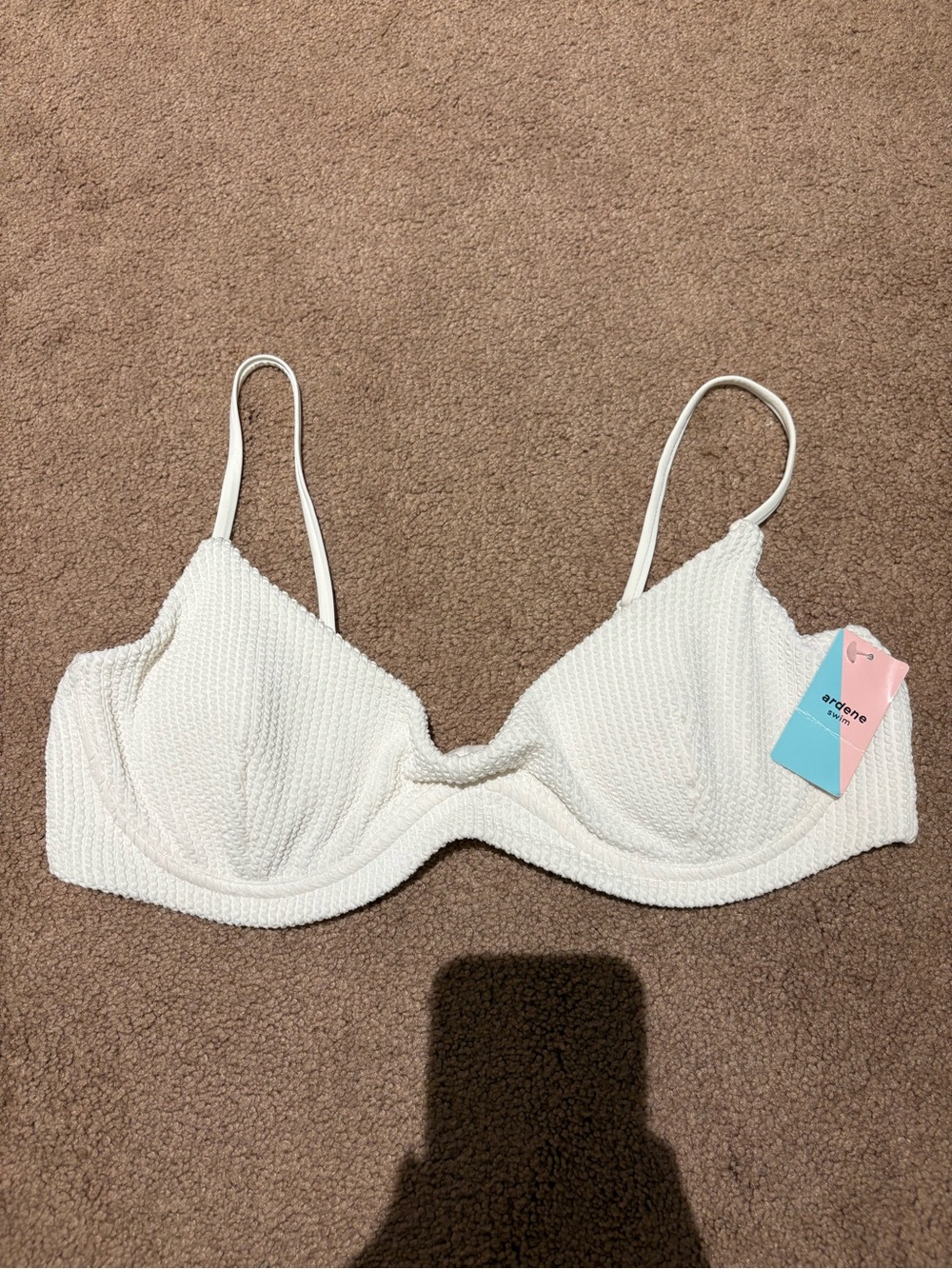 Nwt Ardene White Textured bikini top size xl